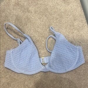 Hollister Smocked wired bikini top light blue